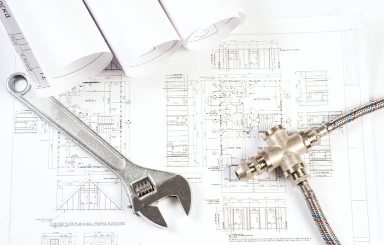plumbing and drawings, construction still life